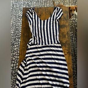 Ballet cut high low striped summer dress